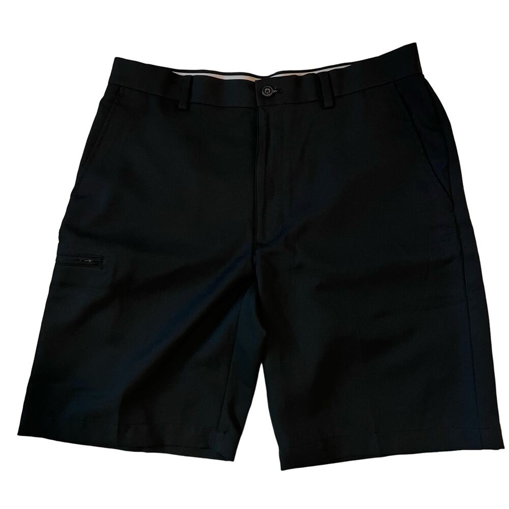 PGA Tour Mens 32 Shorts 11" Black Golf Casual‎ Preppy Polyester Classic Pockets